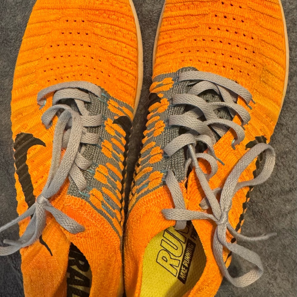 Nike Bright Orange and Gray Knit Sneakers